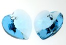 Swarovski, heart pendant, aquamarine, 14mm - x2