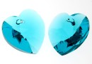 Swarovski, heart pendant, blue zircon, 18mm - x1