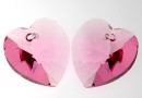 Swarovski, heart pendant, light rose, 18mm - x1