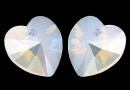 Swarovski, heart pendant, white opal moonlight, 10mm - x2