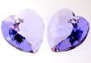 Swarovski, heart pendant, provence lavander, 14mm - x2