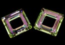 Swarovski, square ring pendant, luminous green, 14mm - x1