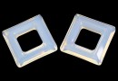 Swarovski, square ring pendant, white opal, 14mm - x1