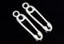 Pendant, safety pin, 925 silver, 16mm  - x2