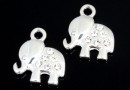 Pendant, elephant crystals, 925 silver, 11mm  - x1