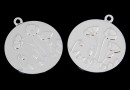 Pendant, coin, poppy,925 silver, 17mm  - x1