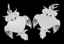 Pendant, owl, 925 silver, heart, cabochon 10mm, 22.5mm  - x1