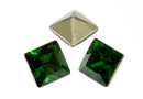 Swarovski, fancy chaton square, dark moss green, 6mm - x6