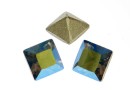 Swarovski, fancy chaton square, iridescent green, 6mm - x6