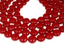 Swarovski disk pearls, red coral pearl, 14mm - x4