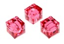 Swarovski, cube bead, indian pink, 6mm - x2