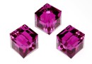 Swarovski, cube bead, fuchsia, 6mm - x2