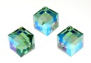 Swarovski, cube bead, erinite AB, 8mm - x1