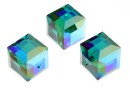 Swarovski, cube bead, emerald AB, 8mm - x1