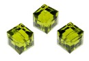 Swarovski, cube bead, olivine, 8mm - x1