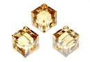 Swarovski, cube bead, golden shadow, 8mm - x1