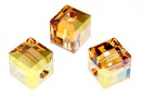 Swarovski, cube bead, metallic sunshine, 8mm - x1