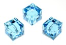 Swarovski, cube bead, aquamarine, 8mm - x1