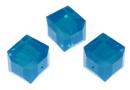 Swarovski, cube bead, caribbean blue opal, 6mm - x2