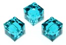 Swarovski, cube bead, blue zircon, 8mm - x1