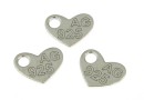 Tag, heart, rhodium-plated 925 silver, 7mm - x1