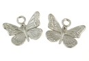 Pendant, butterfly, rhodium-plated 925 silver, 13mm - x1