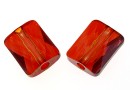 Swarovski, mini rectangle bead, red magma, 8x6mm - x2