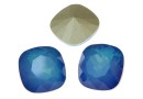 Swarovski, square fancy, white opal sky blue, 12mm - x1