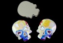 Swarovski, skull cabochon, aurora borealis, 14mm - x1