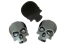 Swarovski, skull cabochon, jet hematite, 14mm - x1