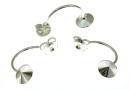 Earring extension, 925 silver rod, rivoli 6mm - 1pair