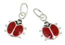 Pendant, ladybug, enameled, 925 silver, 14mm  - x1