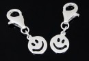 Pendant, smiley 925 silver, 22mm  - x1