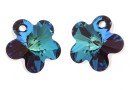 Swarovski, flower pendant, bermuda blue, 12mm - x2