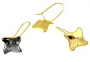 Earring findings, gold-plated 925 silver, rhombus, for Swarovski 4485 10.5mm - x1pair