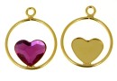 Pendant base, gold-plated 925 silver, for Swarovski heart, 10mm, jos - x1