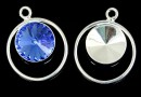 Pendant base, 925 silver, for rivoli Swarovski 10mm, sus- x1