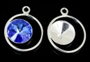 Pendant base, 925 silver, for rivoli Swarovski 10mm, stg- x1