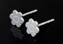 Earring findings, flower, gold-plated 925 silver, 17mm - x1pair