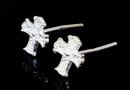 Earring findings, cross, 925 silver, 8mm - x1pair