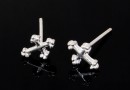 Earring findings, cross, 925 silver, 7.5mm - x1pair