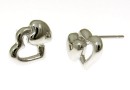 Earring findings, rhodium-plated 925 silver, 10mm - x1pair