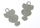 Pendant, owl, rhodium-plated 925 silver, 17.5mm - x1