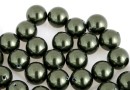 Swarovski one hole pearls, dark green, 5mm - x4