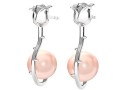 Earring findings, bar, 925 silver, rose and base for pearl, - 1pair