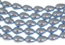 Swarovski beads, drop pearl, light blue, 11x8mm - x2