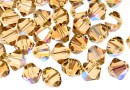 Swarovski, beads bicone xilion, light colorado topaz shimmer, 6mm - x10