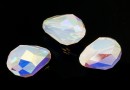 Swarovski drop beads, white opal AB, 9x6mm - x2