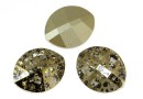 Swarovski, fancy rivoli, pure leaf, gold patina, 14mm - x1