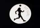 Coin, charm, 925 silver, running girl, 10mm - x1